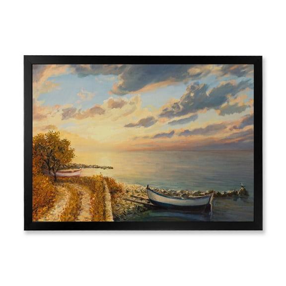 Designart 'Romantic Morning By The Sea' Nautical & Coastal Framed Art Print