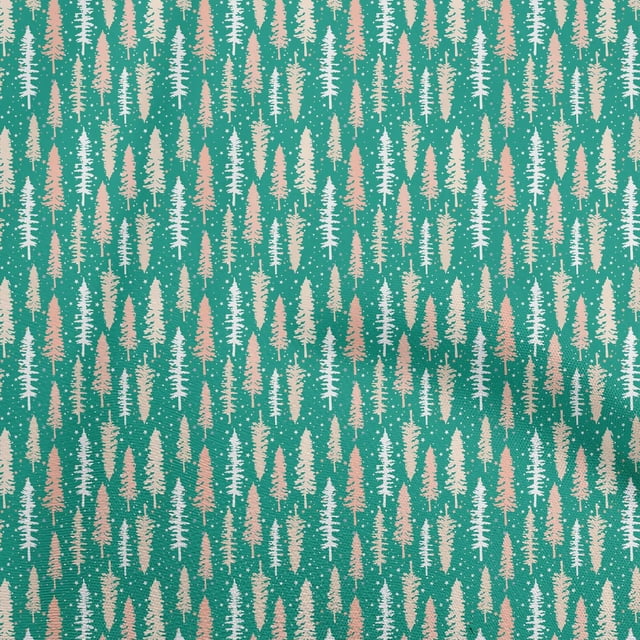oneOone Viscose Jersey Sea Green Fabric Asian Forest Tree Sewing Material Print Fabric By The Yard 60 Inch Wide