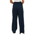 thumbnail image 4 of Frontwalk Womens Cotton Linen Loose Fit Casual Pants Elastic Waist Yoga Summer Beach Trousers Pants with Pockets Navy Blue M, 4 of 4