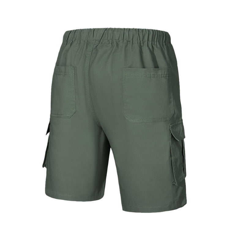 JLFKNG Mens Plus Size Cargo Shorts Simple Solid Color Elastic