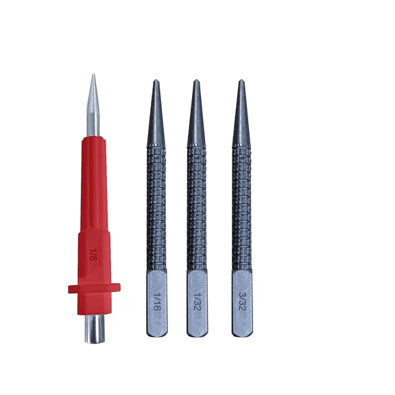 4 Piece Nail Setter & Center Punch Set 4" Wood Metal Super Impact Resistance