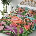 thumbnail image 3 of Ambesonne Flamingo Fitted & Top Sheet Set with Shams, Hibiscus Tropic Flower, Green Pink Blue, 3 of 5