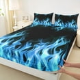 thumbnail image 3 of jejeloiu 3D Flame Twin Sheet Sets,Modern Fire Games Twin Fitted Sheet,Blue Black Flat Sheet For Boys Kids,Ultra Soft Home Decor,3-Piece, 3 of 7