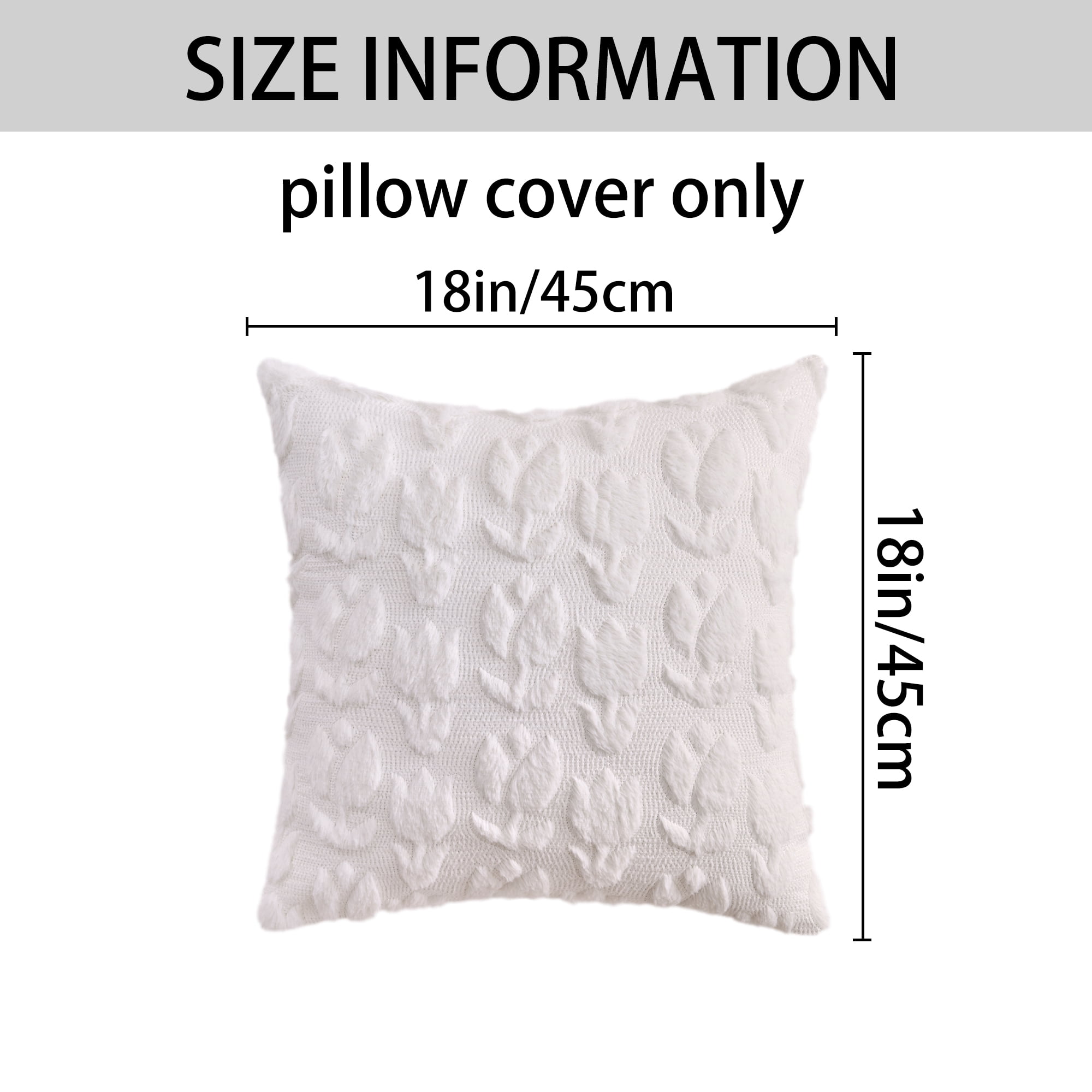Unique Bargains Throw Pillow Covers Soft Flower Pattern White 18" x 18"