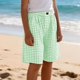 thumbnail image 2 of Jinhomg Teen Girls Linen Shorts Knee Length Bermuda Shorts Striped Gingham Baggy Cute Lounge Shorts Resort Plaid Girls Bottoms with Pockets for 4-13Y, 2 of 7