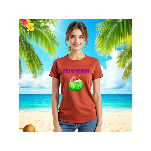 Playera Blusa De Palm Beach Surf Club – Vibra Tropical con Sabor a Coco Color Shedron Talla Chica Marca Emil SaEs