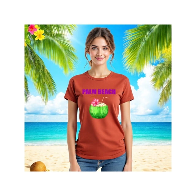 Playera Blusa De Palm Beach Surf Club – Vibra Tropical con Sabor a Coco Color Shedron Talla Extra Grande Marca Emil SaEs
