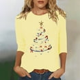 thumbnail image 2 of Busydd Christmas Shirts for Women Trendy Xmas Holiday Graphic Tshirts Shirts for Women Casual 3/4 Length Sleeve Round Neck Womens Christmas Tops 2XL, 2 of 4