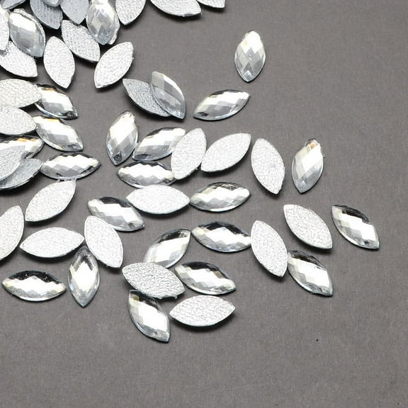 1Bag Transparent Faceted Horse Eye Acrylic Hotfix Rhinestone Flat Back Cabochons for Garment Design Clear 9x20x3mm 1000pcs/bag