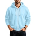thumbnail image 2 of LYSMORA Men's Full Zip Hooded Sweatshirt, Solid Color Long Sleeve Loose Fit Zip Up Hoodie Jacket With Side Hand Pockets, 2 of 5
