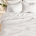 thumbnail image 3 of EVERGRACE Luxury Velvet Quilt Set King Size, Diamond Quilted Lightweight Velvet Comforter for All Season, Ultra Soft Oversized Bedspread Coverlet Bedding Set with 2 Pillow Shams, Ivory White, 3 of 8
