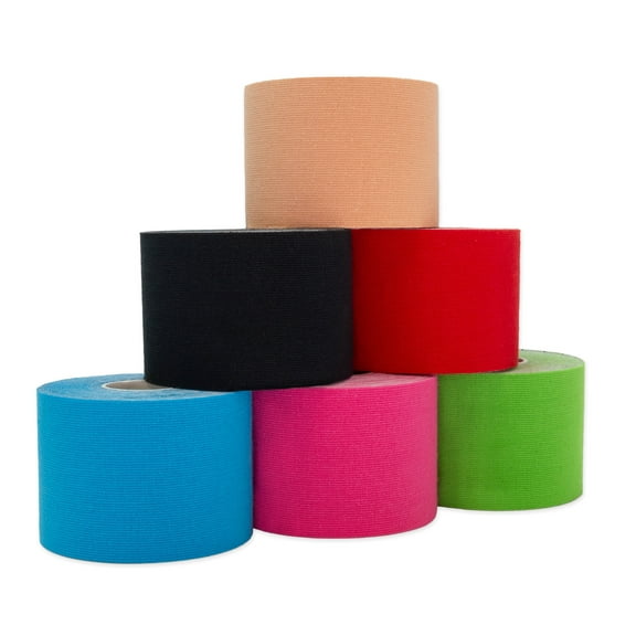 Kinesiology Tape Uncut Mix Set | 6 Multicolored Rolls of Athletic Sports Tape | 16ft Length and 2'' Width | Waterproof • Skin-Friendly • Elastic | Ideal for Sports | axion