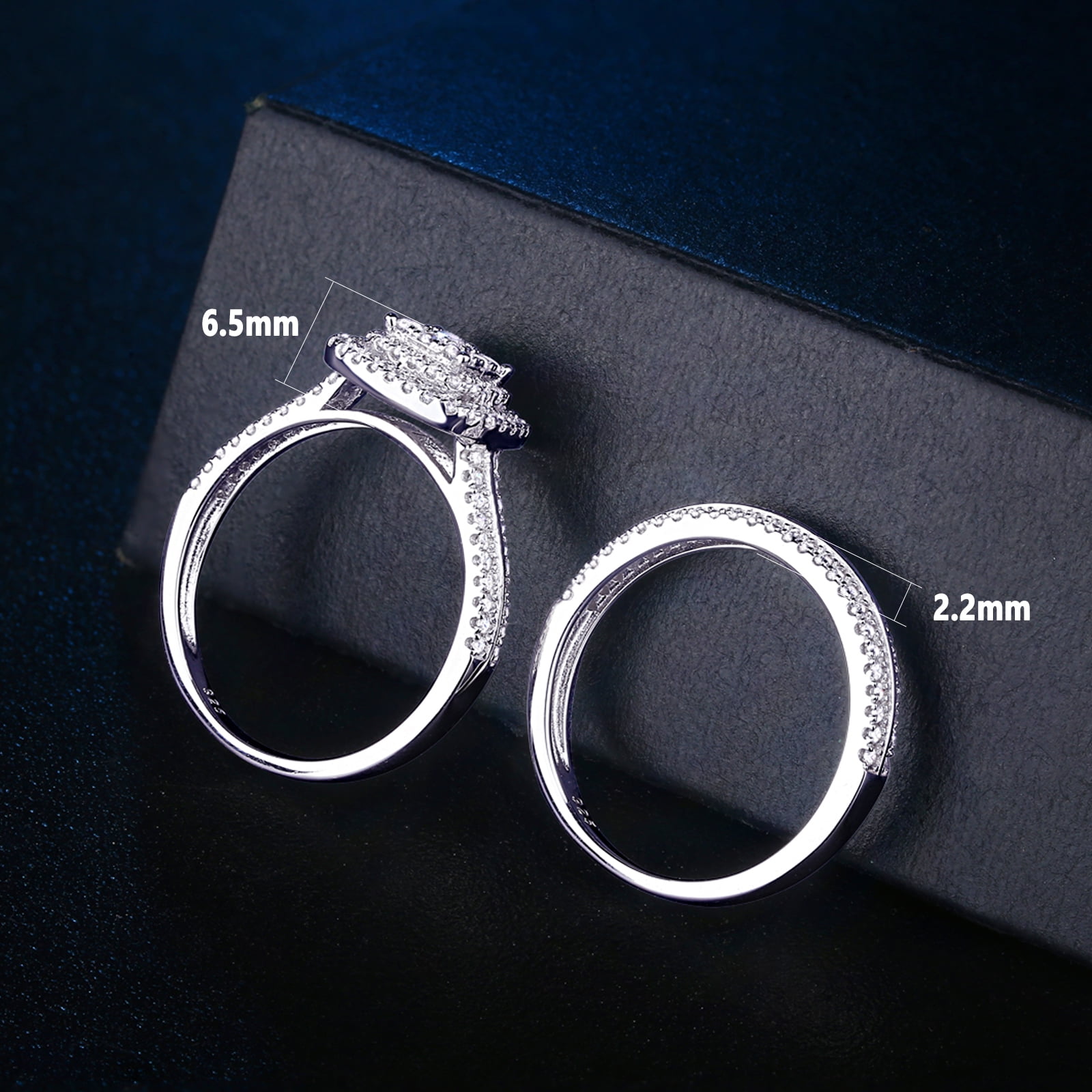 Newshe Engagement Rings for Women Wedding Ring Set 925 Sterling Silver Band Round Cz 1.6Ct Size 10