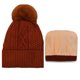 thumbnail image 3 of Gorro de punto de invierno para mujer, gorro de felpa con forro polar de doble capa para niñas, pompón de felpa sintética Ormromra ZJWJ883-5, 3 of 5
