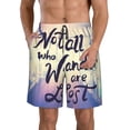 thumbnail image 2 of Uemuo Not All Those Who Wander Are Lost Pattern Men's Swim Trunks Hawaiian Beach Bathing Suit Swimsuits Beach Quick-Dry Shorts with Pockets-Medium, 2 of 9