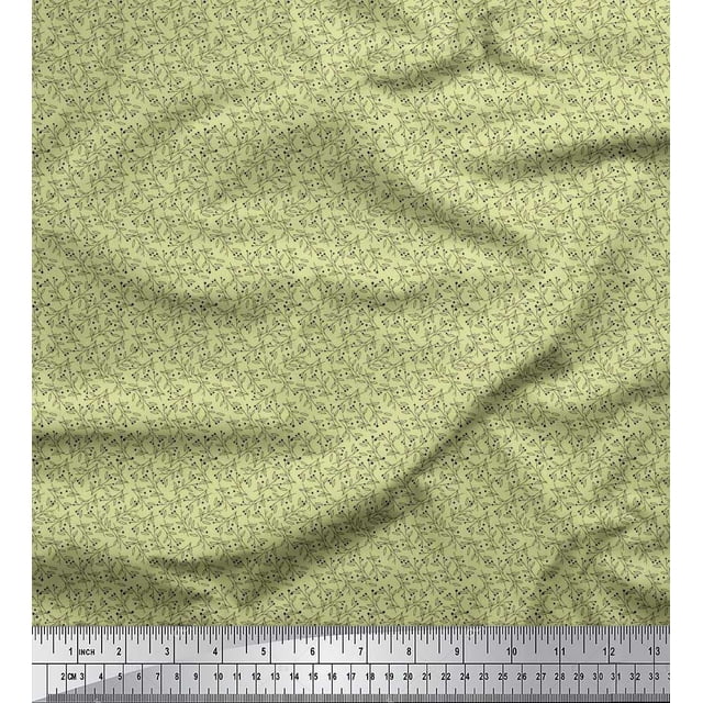 Soimoi Poly Georgette Fabric Leaves & Berries Shirting Print Sewing Fabric Yard 42 Inch Wide
