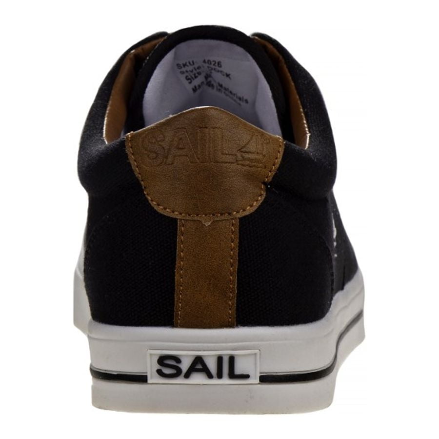 Sail Men'S Canvas Sneakers Featuring Lace Up Vamp, Black, 10.5