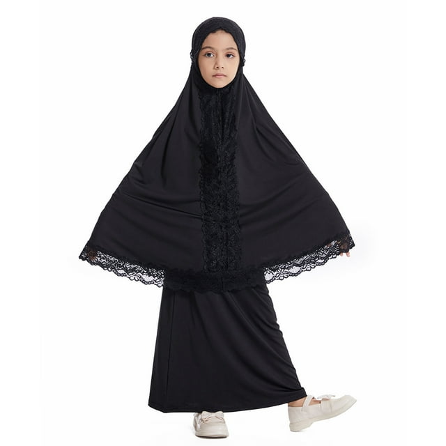 Kcodviy Kids Prayer Set for 24 Month Girl Clothes Muslim Girls Two Pieces Ruffle Baby Girl Clothes Set Skirt and Scarf Baby Girl Clothes 12 18 Months Prayer