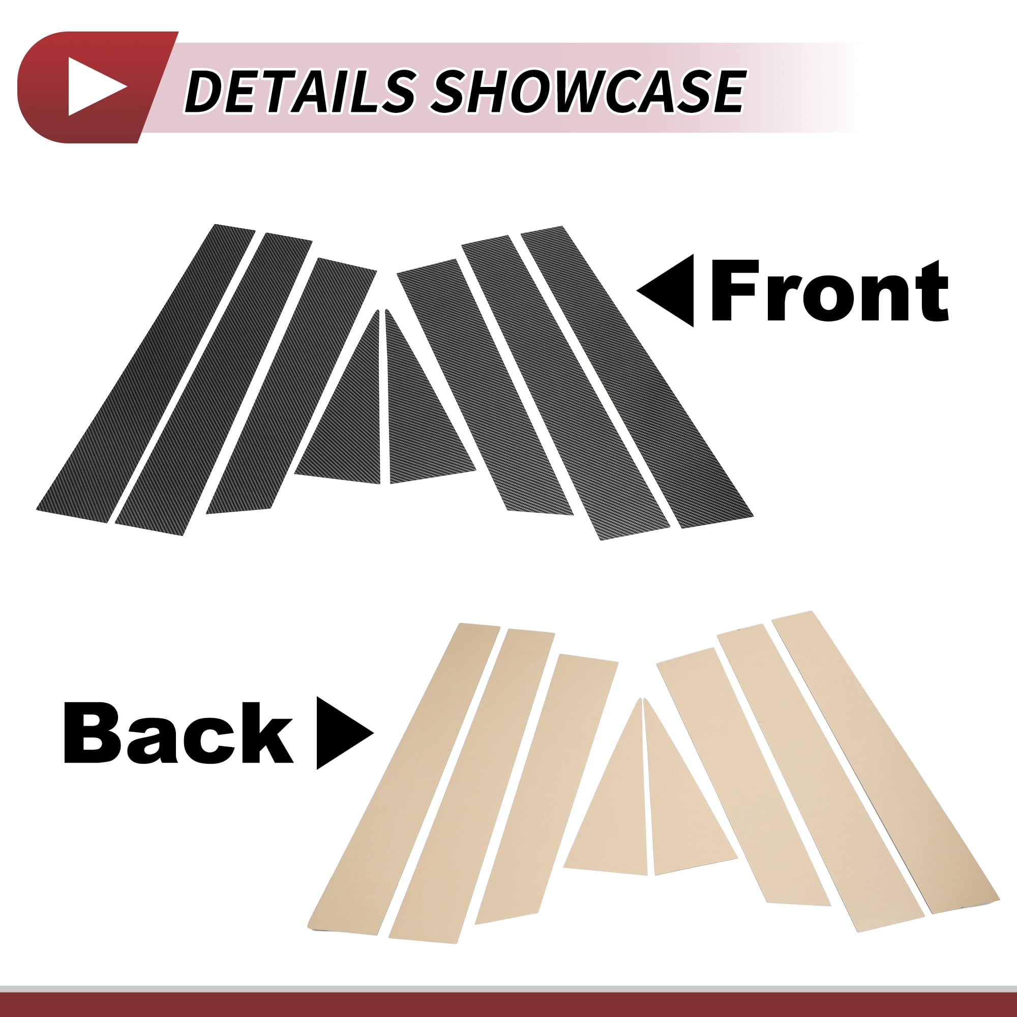 Unique Bargains 8Pcs Door Pillar Window Trim For Nissan Rogue 2014-2020 Black Carbon Fiber