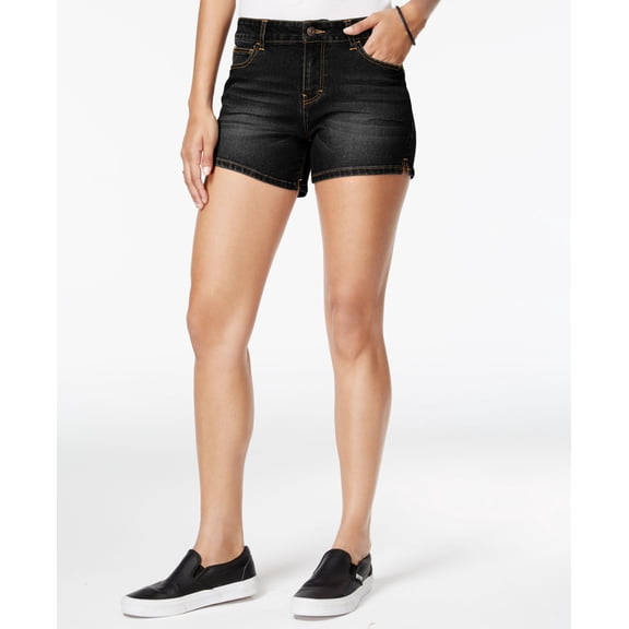Vanilla Star Juniors Vented Denim Shorts Black 15