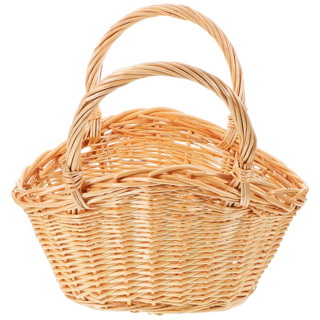 Cesta de mimbre para picnic con asa, cesta para huevos, organizador de alimentos, cesta de frutas de ratán para armario de cocina, despensa, armario de lavandería