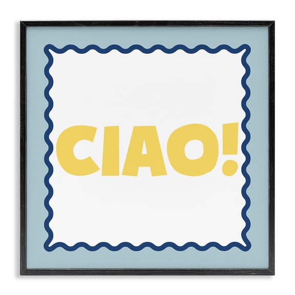 Stupell Industries CIAO! Bold Yellow Typography Black Framed Giclee Art, design by SD Graphics Studio