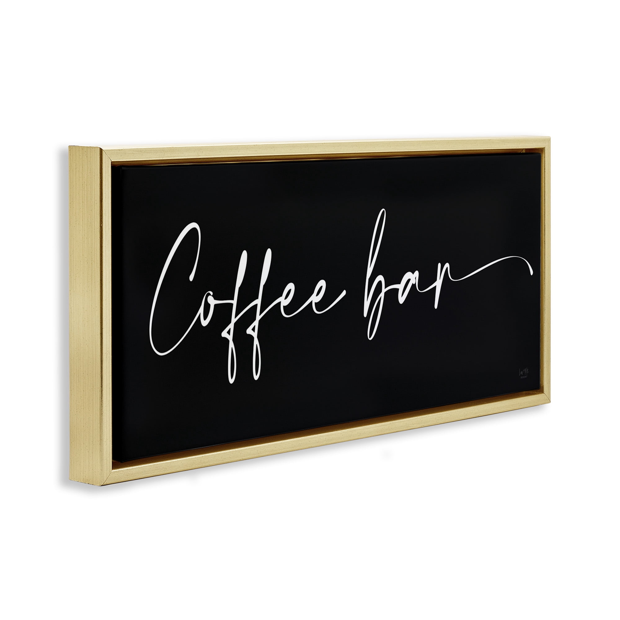 Stupell Industries Coffee Bar Classy Script Food & Beverage Painting Gold Floater Framed Canvas Art Print Wall Art, 31 x 14