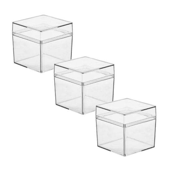 RZDLIZJ 3 Pack Acrylic Boxes with Lid,Clear Square Cubes Treat Gift Boxes Candy Storage Container for Candy,Little Trinkets,Jewelry,Party Favor,2''x2''x2''/5x5x5CM