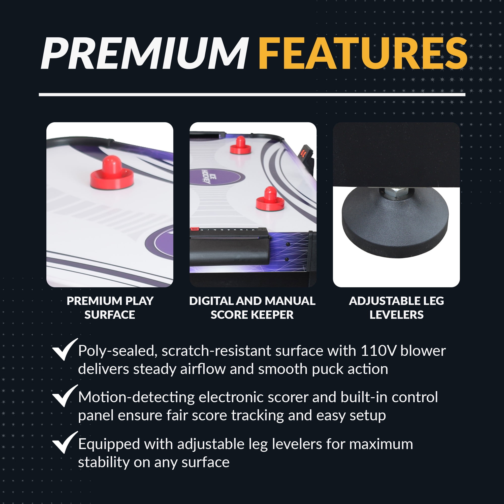 Hathaway Hat Trick Air Hockey Table, 4-tt, Purple/Black