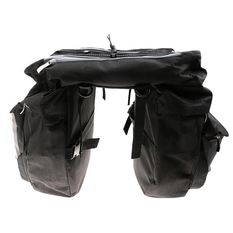 43L Touring Bike Black Rear Pack One-piece Double Pannier Cargo Saddle Bags