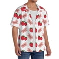 thumbnail image 2 of Balery Strawberry Camisa Casual de Manga Corta con Botones para Hombre, Texturizada, Estilo Cubano, para Playa, Verano-3X-Large, 2 of 5