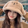 thumbnail image 1 of Birdeem Women's Cute Rabbit Ear Hat Plush Thickened Warm Fashion Bucket Hat, 1 of 12