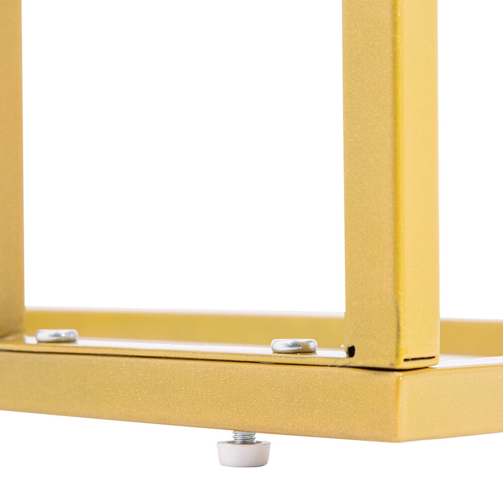 Modern C-Shaped Side Table White Marble Pattern Top Gold Metal Legs Slim Sofa End Table for Small Spaces Living Room Bedroom Apartment