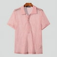 thumbnail image 4 of INCERUN Mens Mesh Hollow Out Short Sleeve Lapel Neck Shirt Summer Casual Tops, 4 of 6