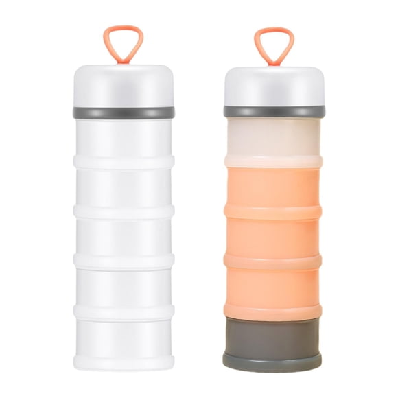 2 contenedores de proteína en polvo apilables, multiusos, 5 compartimentos prácticos Blanco y rosa