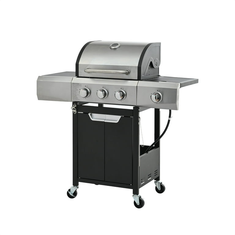 HighSound 4-Burner Propane Gas BBQ Grill with Side Tables