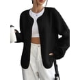 thumbnail image 3 of Womens Fleece Jacket Fall Winter Warm Long Sleeve Casual Loose Fit Comfy Fashion Outwear Cardigan Outfit Coat, 3 of 9