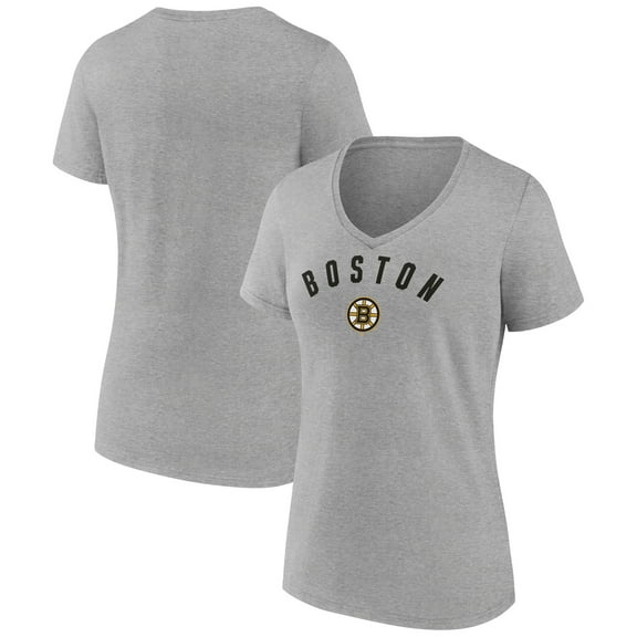 Women's Heathered Gray Boston Bruins Team Arc V-Neck T-Shirt