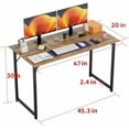thumbnail image 3 of | 47 Inch Computer Desk | Brown | Office Desk with Metal Frame, Adjustable Feet | Water-Resistant, Scratchproof Surface | Sturdy Writing Table for Home Office or Study | Pack of 2, 3 of 5