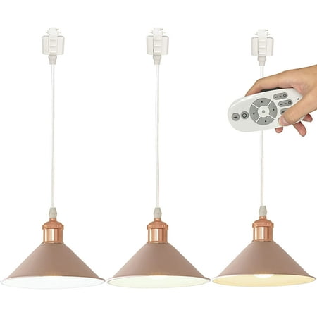 

FSLiving Iron H-Type Track Pendant Lighting with Cord Total Length 2FT Customizable ‎Khaki Lampshade Remote Control with Dimmable Bulbs Track Mount Pendants for Industrial Style Living Room - ‎Khaki