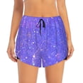 thumbnail image 2 of Balery Purple Glitter Pattern Women's Running Shorts with Liner 2 Pockets Elastic Workout Athletic Gym Yoga Shorts-Large, 2 of 7