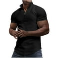 thumbnail image 2 of Hvyesh Mens Quarter Zip Golf Shirts Knit Waffle Shirts 2025 Casual Short Sleeve Shirt Lightweight Golf Tops, 2 of 9