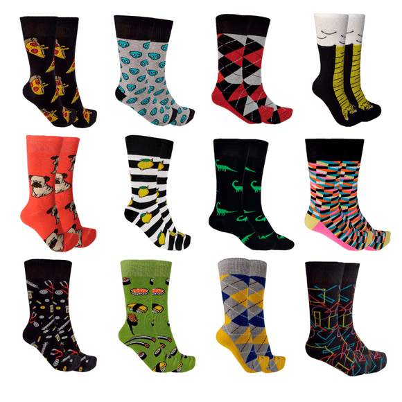 Calcetines de vestir Caballero Colores divertidos Mad socks SET de 12 pares