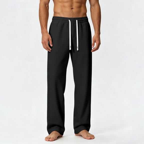 SOOMLON Sports Pants for Men Big and Tall Long Pants Loose Elastic Waist Drawstring Trousers Cooling Draped Pants