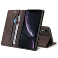 thumbnail image 2 of Wallet Cover for iPhone XR, Credit Card Slot Stand Slim Premium PU Leather & Soft TPU Back Shockproof Flip Folio Book Magnetic Cover For iPhone XR, Brown, 2 of 14