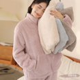 thumbnail image 2 of Conjunto de Pijamas de terciopelo para mujer, cárdigan con cremallera, franela cálida, conjuntos de pantalones de lana de doble cara, Otoño e Invierno, 2 of 5