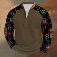 thumbnail image 1 of Blusas y camisas de manga larga con cuello redondo para hombre Sudadera con puños en los hombros estampada para hombre Blusa de poliéster de manga larga con cuello redondo para hombre, 1 of 3