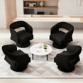 thumbnail image 5 of ClinQ Oversized Swivel Barrel Accent Chair Set of 1, 360 Degree Teddy Upholstered Round Chair for Living Room and Bedroom, Black, 5 of 8