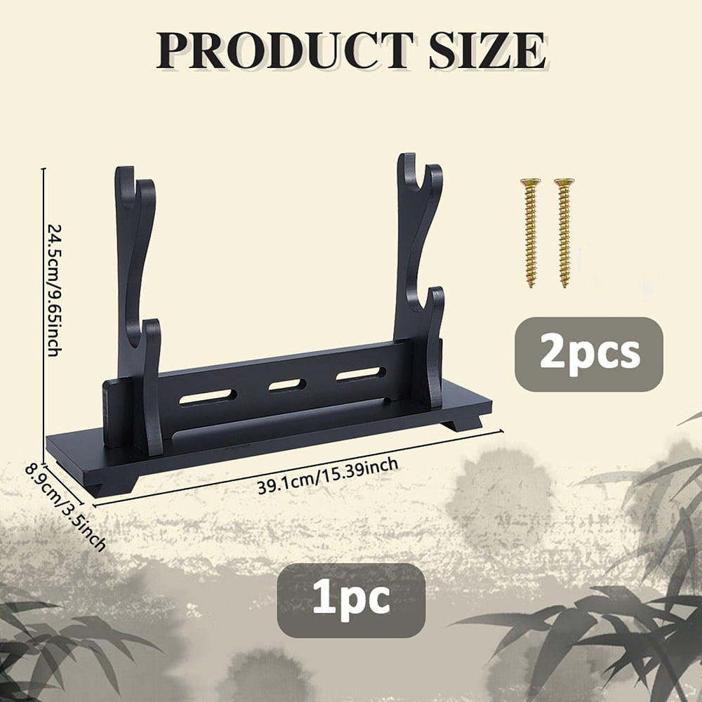2-Tier Stand Katana Stand 39.1x8.9x24.5cm Wooden Katana Holder Black Swords Display Holder Wood Swords Racks for Home