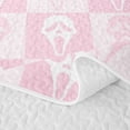 thumbnail image 5 of Homewish Ghost Face Checkered Twin Quilt Set, Halloween Spooky Grid Twin Coverlet Set, Light Pink White, 2pcs 1 Bedspread and 1 Pillowcase, 5 of 7